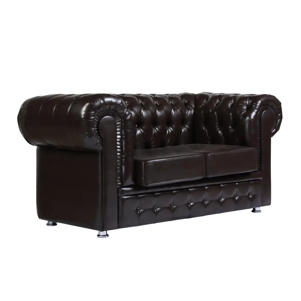 Фото 2 Диван прямой Meblines Честер 165x85x85 см эко-кожа цвет коричневый