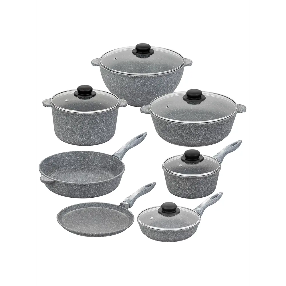Фото 5 Набор посуды Elan Gallery 12 предметов алюминий цвет темно-серый 120547+7