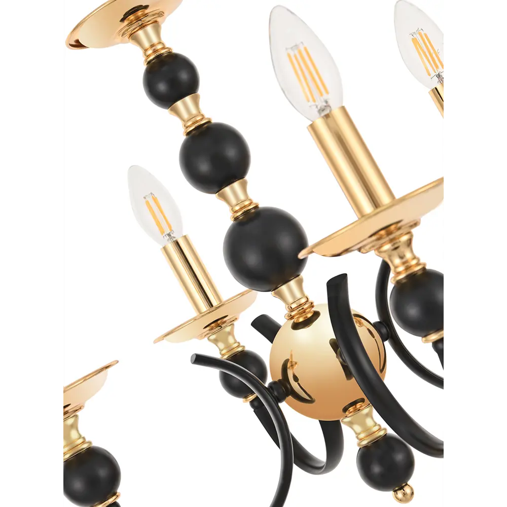 Фото 6 Люстра подвесная Arte milano 810501.1.4.138.u.e14 bk.gd 4 лампы 12 м² цвет золото/черный