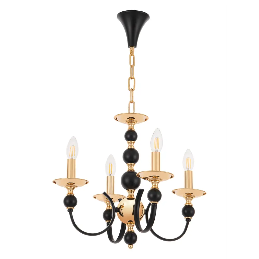 Фото Люстра подвесная Arte milano 810501.1.4.138.u.e14 bk.gd 4 лампы 12 м² цвет золото/черный