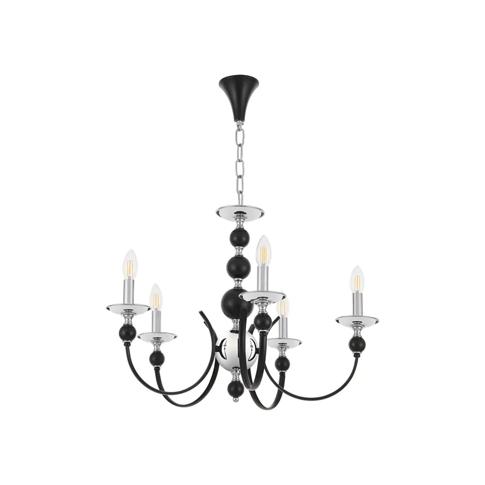 Фото Люстра подвесная Arte milano 810501.1.5.220.u.e14 bk.cr 5 ламп 15 м² цвет хром/черный