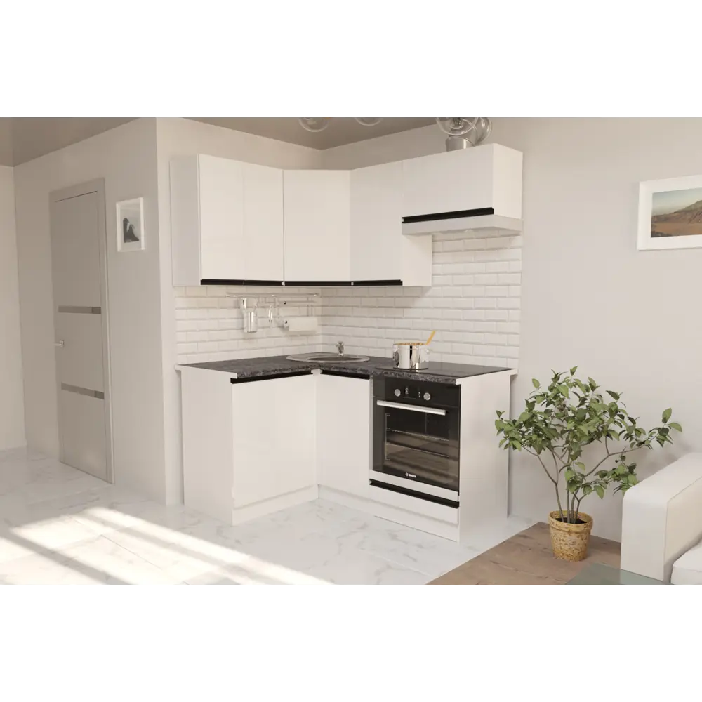 Фото 2 Кухонный гарнитур Мега прайм/лотос Герда Лотос мега прайм 160x212x60 см ЛДСП цвет белый глянец Фото 2 Кухонный гарнитур Мега прайм/лотос Герда Лотос мега прайм 160x212x60 см ЛДСП цвет белый глянец