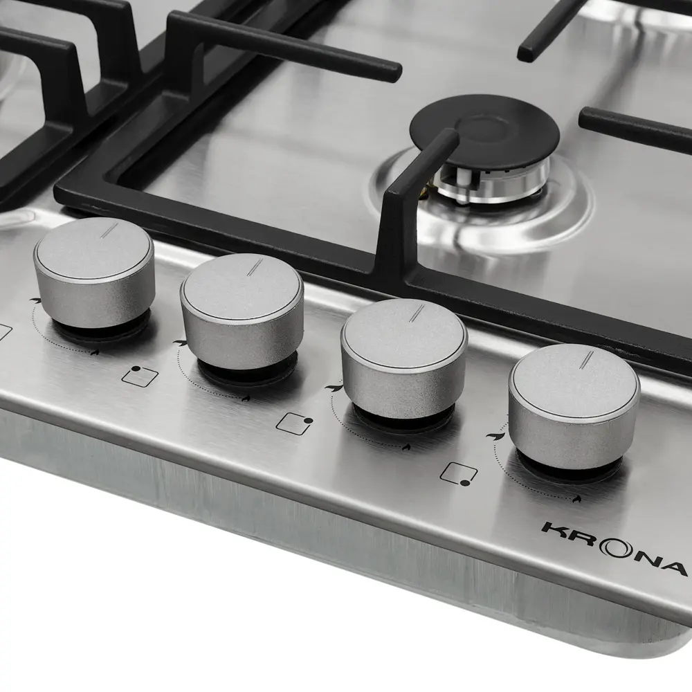 Фото 5 Газовая варочная панель Krona NEBEL 60 IX W 58 см 4 конфорки цвет серый / серебристый Фото 5 Газовая варочная панель Krona NEBEL 60 IX W 58 см 4 конфорки цвет серый / серебристый