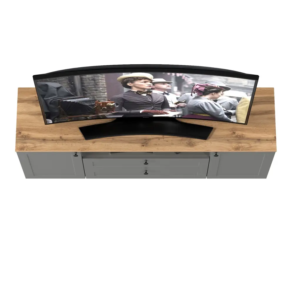 Фото 3 Тумба под телевизор Mobi Остин 16.47 160x61x42 см 2 ящика ЛДСП цвет серый графит/дуб крафт золотой Фото 3 Тумба под телевизор Mobi Остин 16.47 160x61x42 см 2 ящика ЛДСП цвет серый графит/дуб крафт золотой