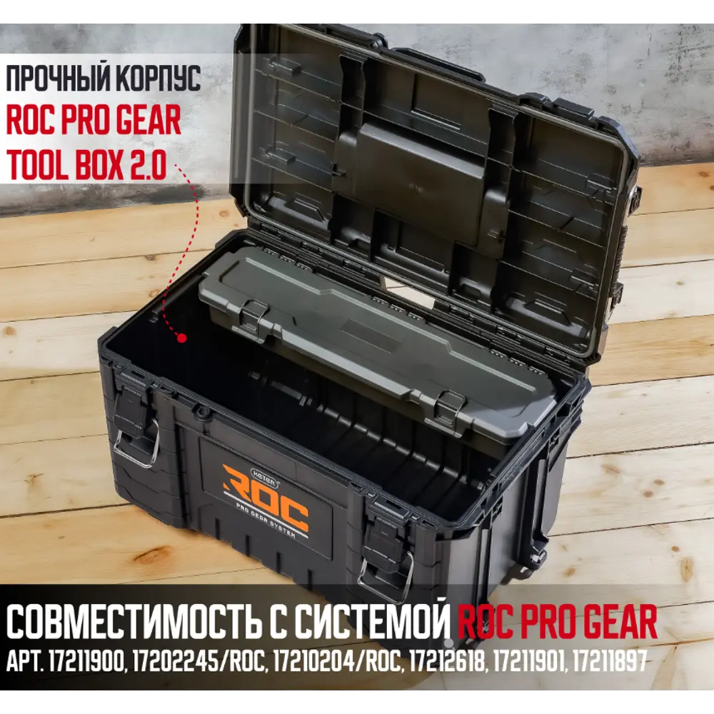 Фото 2 Ящик для инструментов Keter ROC Pro Gear Tool Box 2.0 356x316x280 мм, полипропилен