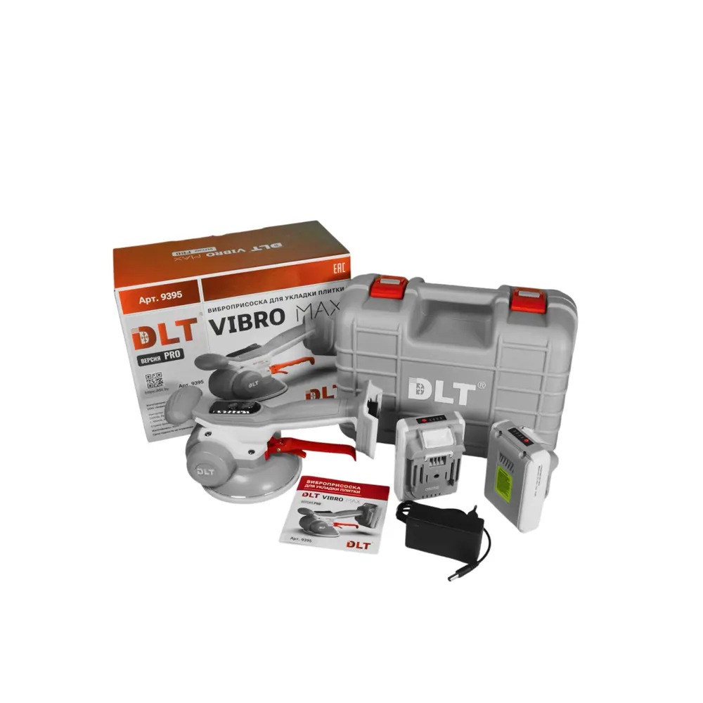 Фото 2 Виброприсоска для укладки плитки аккумуляторная Dlt Vibro Max Pro, 21 В Li-Ion 2x2 Ач 110 кг