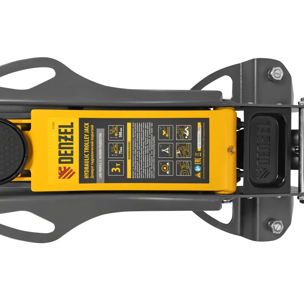 Фото 13 Домкрат подкатной гидравлический Denzel 51250 до 3 т, 75-500 мм