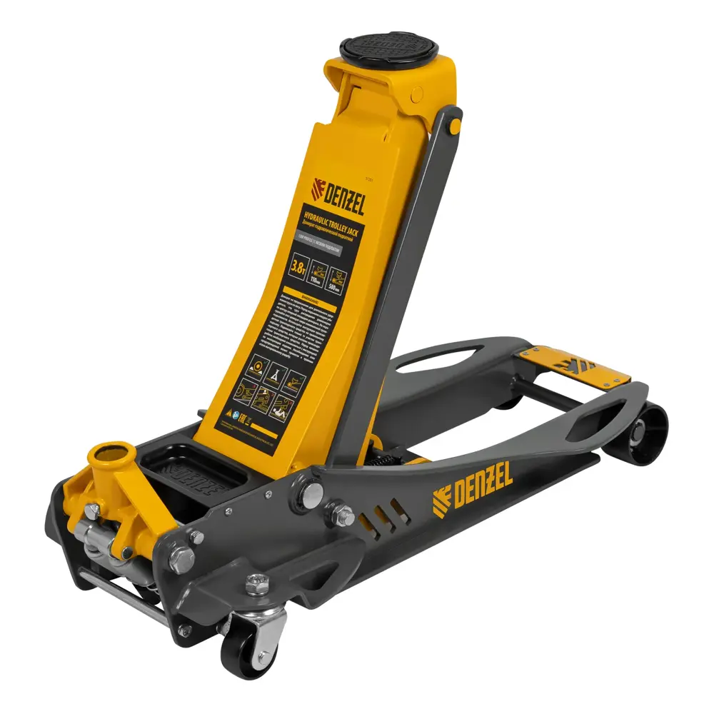 Фото 3 Домкрат подкатной гидравлический Denzel 51251 до 3.8 т, 110-580 мм