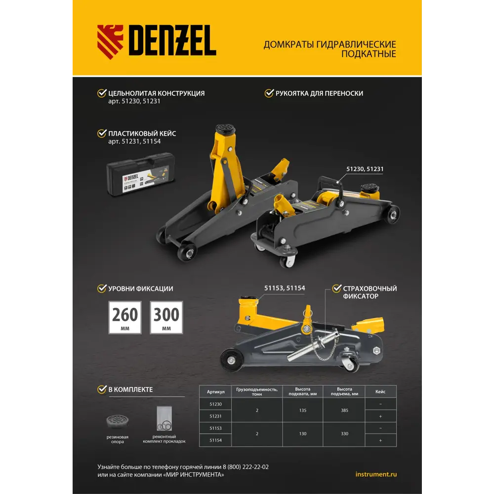 Фото 15 Домкрат подкатной гидравлический Denzel 51153 до 2 т, 130-330 мм Фото 15 Домкрат подкатной гидравлический Denzel 51153 до 2 т, 130-330 мм