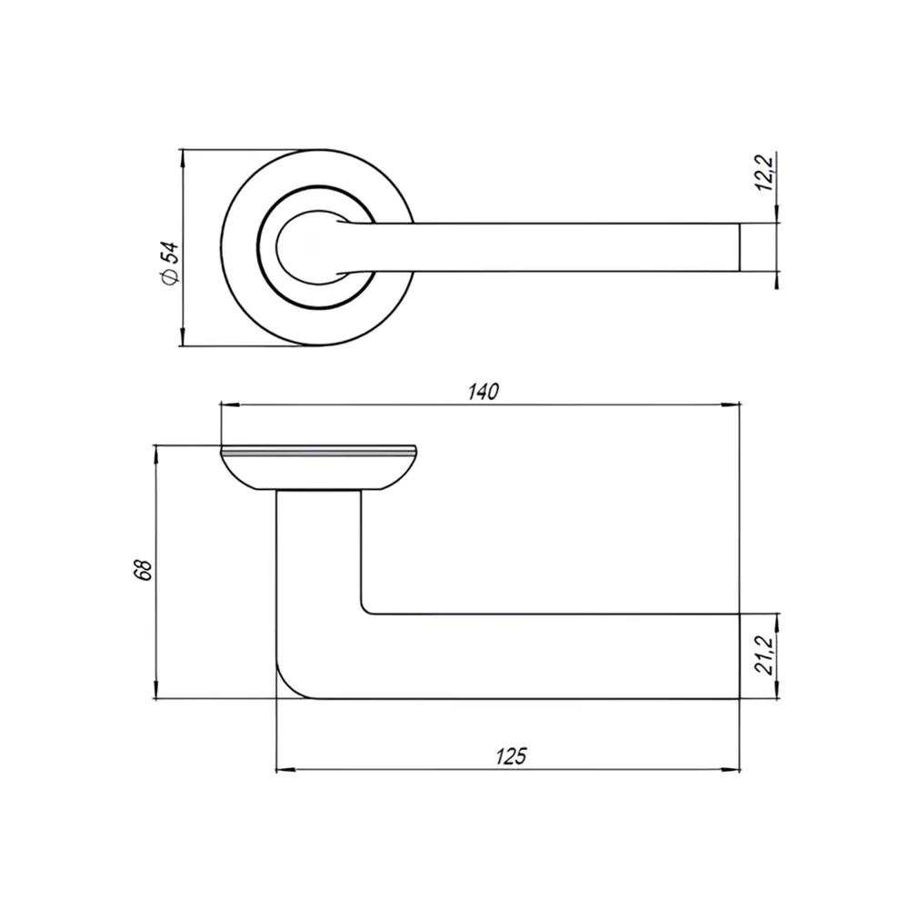 Фото 2 Дверная ручка Punto Next без запирания 140мм цвет матовый никель/хром