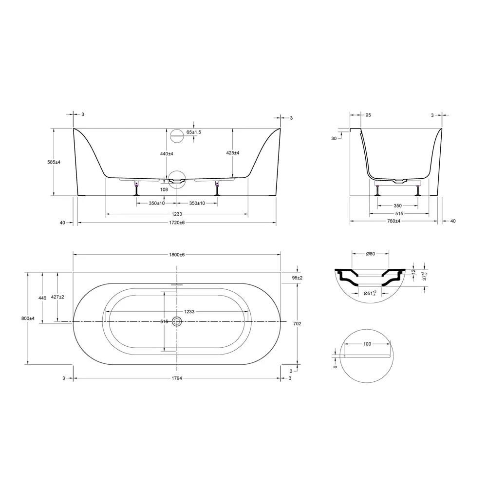 Фото 6 Ванна Vincea VBT-703-1800 отдельностоящая акриловая 180x80 цвет белый, щелевой перелив, слив белый Фото 6 Ванна Vincea VBT-703-1800 отдельностоящая акриловая 180x80 цвет белый, щелевой перелив, слив белый