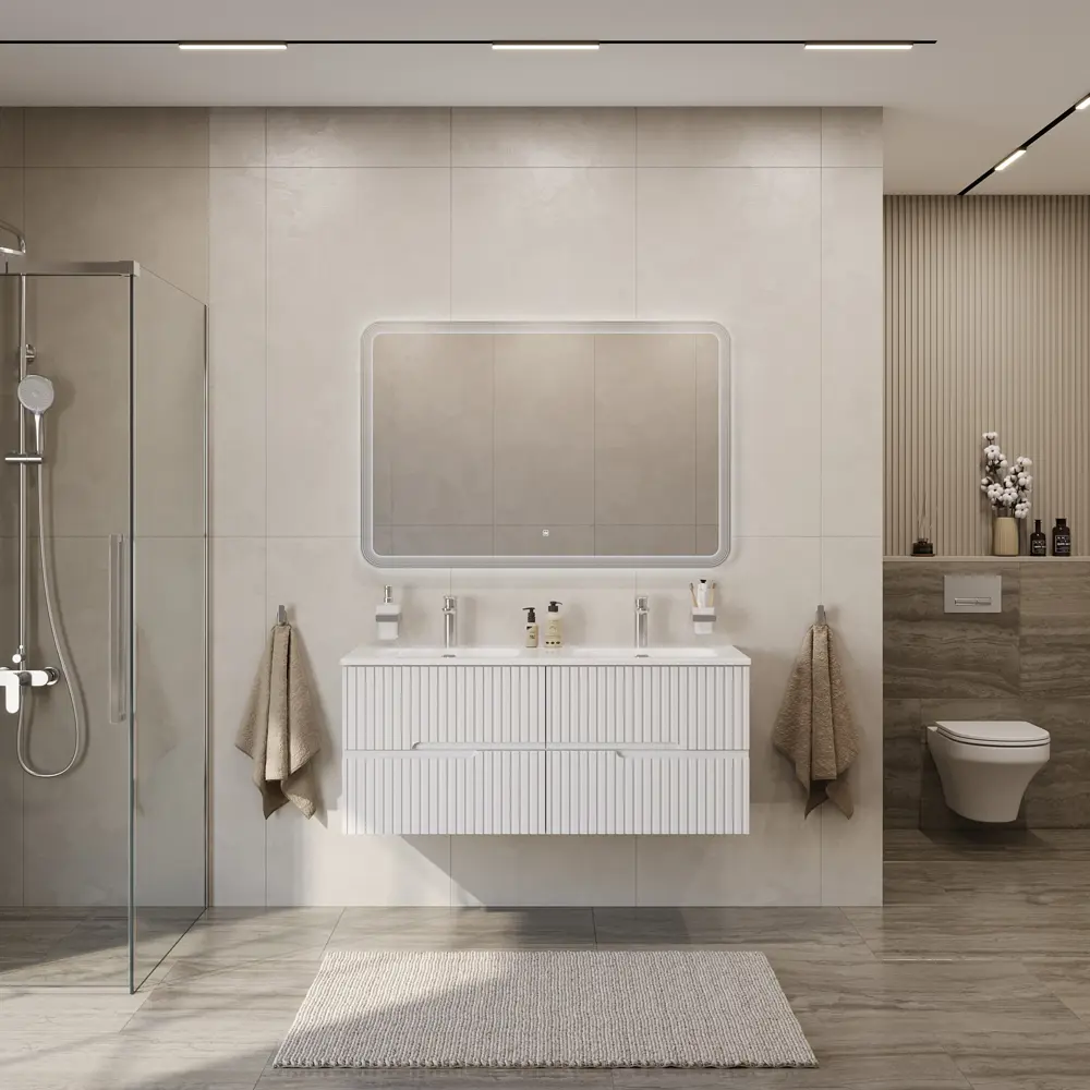 Фото Тумба под раковину универсальная Cezares DUET-N-1200-4C-SO-2-BL 120см цвет bianco lucido