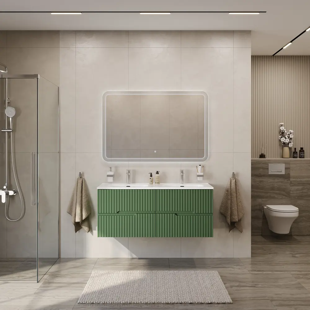 Фото 3 Тумба под раковину универсальная Cezares DUET-N-1200-4C-SO-2-PS-P 120см цвет фисташковый софт Фото 3 Тумба под раковину универсальная Cezares DUET-N-1200-4C-SO-2-PS-P 120см цвет фисташковый софт