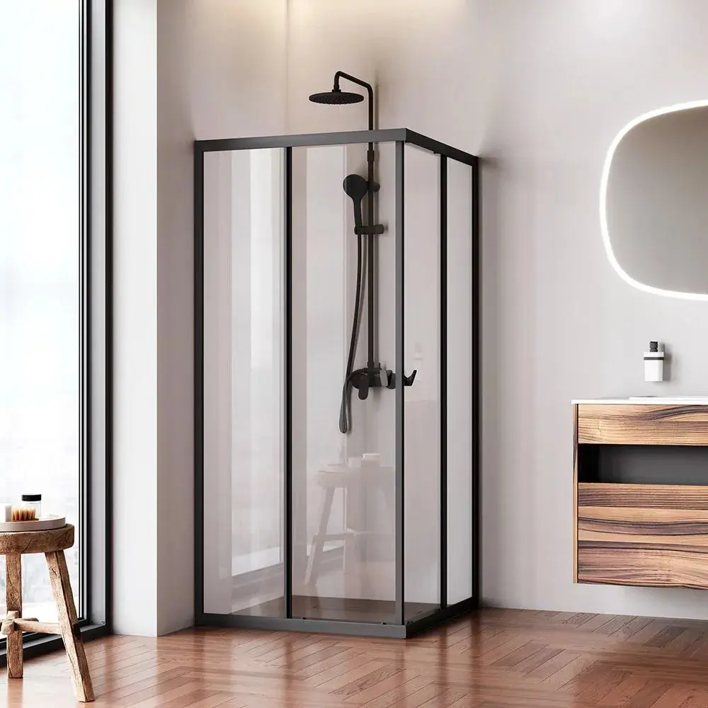 Фото 2 Душевой уголок Am.pm Suit WBSTG-403-9090-BT 90x90 см черный профиль стекло прозрачное
