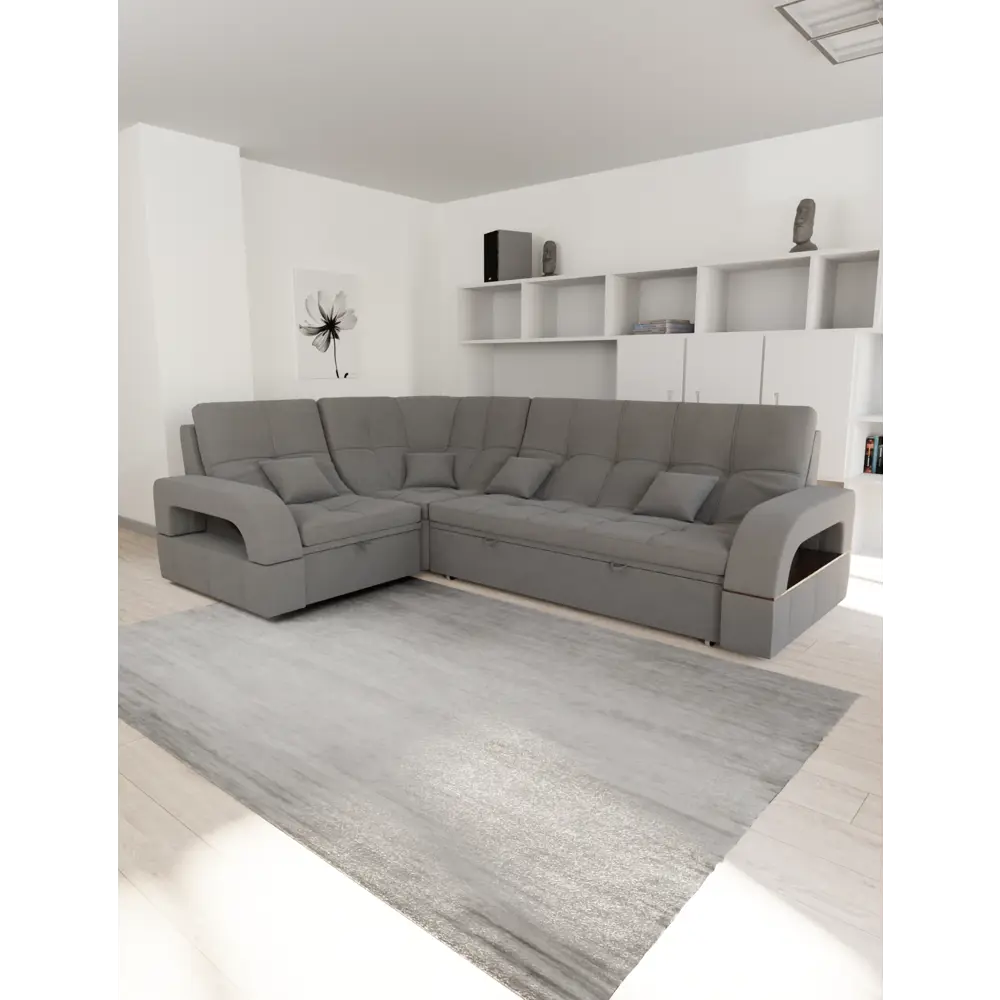 Фото Диван модульный Yorcom Майами-3 268x97x187 см велюр цвет серый Фото Диван модульный Yorcom Майами-3 268x97x187 см велюр цвет серый