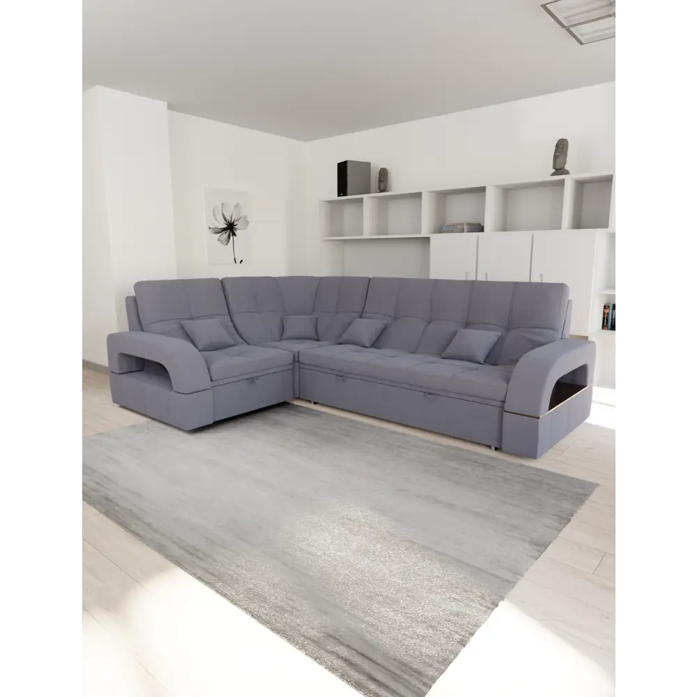 Фото Диван модульный Yorcom Майами-3 268x97x187 см велюр цвет фиолетово-серый Фото Диван модульный Yorcom Майами-3 268x97x187 см велюр цвет фиолетово-серый