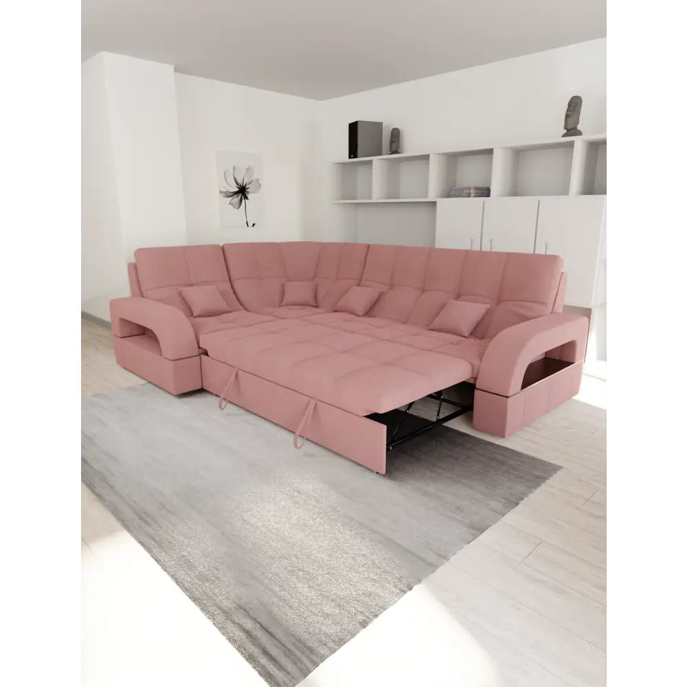 Фото 2 Диван модульный Yorcom Майами-3 268x97x187 см велюр цвет пыльная роза Фото 2 Диван модульный Yorcom Майами-3 268x97x187 см велюр цвет пыльная роза