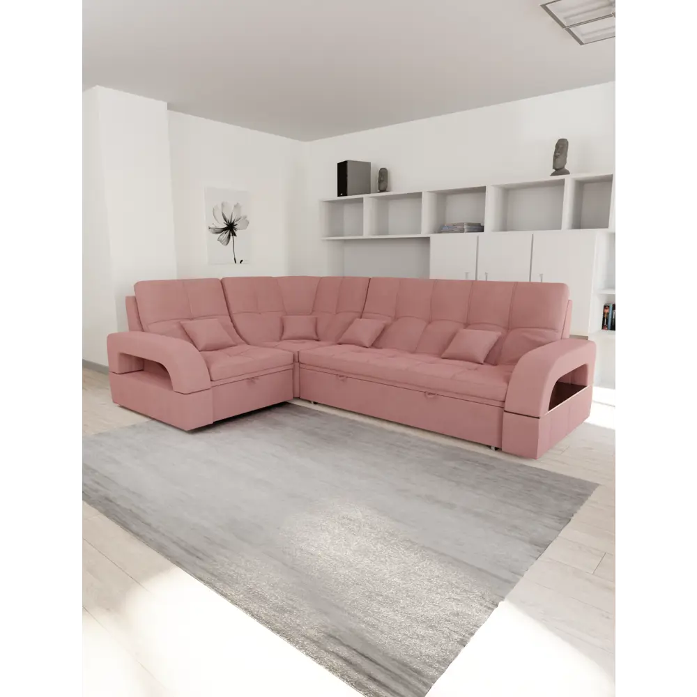 Фото Диван модульный Yorcom Майами-3 268x97x187 см велюр цвет пыльная роза Фото Диван модульный Yorcom Майами-3 268x97x187 см велюр цвет пыльная роза