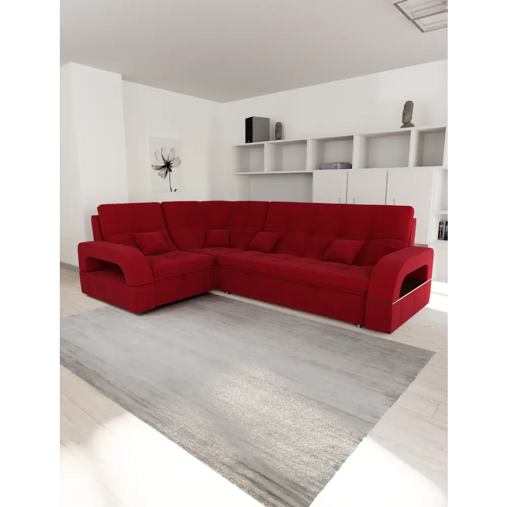 Фото Диван модульный Yorcom Майами-3 268x97x187 см велюр цвет бордовый Фото Диван модульный Yorcom Майами-3 268x97x187 см велюр цвет бордовый