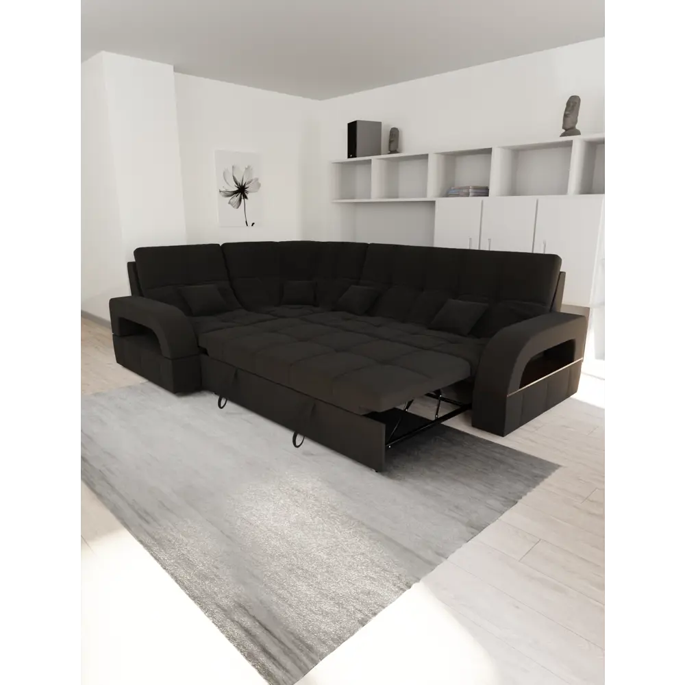 Фото 2 Диван модульный Yorcom Майами-3 268x97x187 см велюр цвет чёрный Фото 2 Диван модульный Yorcom Майами-3 268x97x187 см велюр цвет чёрный