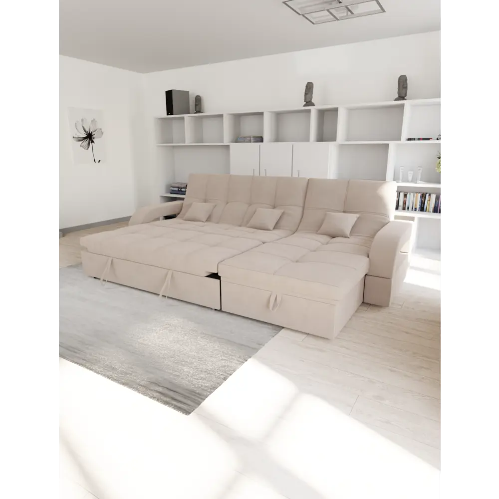 Фото 2 Диван модульный Yorcom Майами-2 228x97x135 см велюр цвет бежевый Фото 2 Диван модульный Yorcom Майами-2 228x97x135 см велюр цвет бежевый