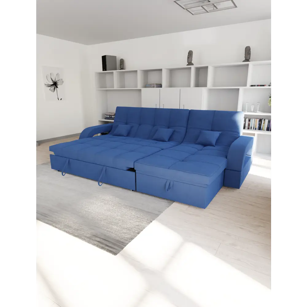 Фото 2 Диван модульный Yorcom Майами-2 228x97x135 см велюр цвет синий Фото 2 Диван модульный Yorcom Майами-2 228x97x135 см велюр цвет синий