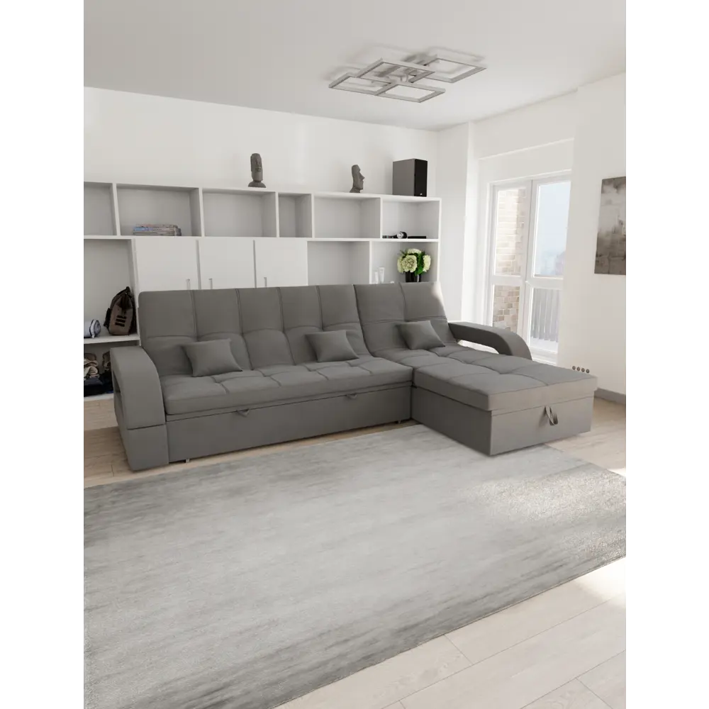 Фото Диван модульный Yorcom Майами-2 228x97x135 см велюр цвет серый Фото Диван модульный Yorcom Майами-2 228x97x135 см велюр цвет серый