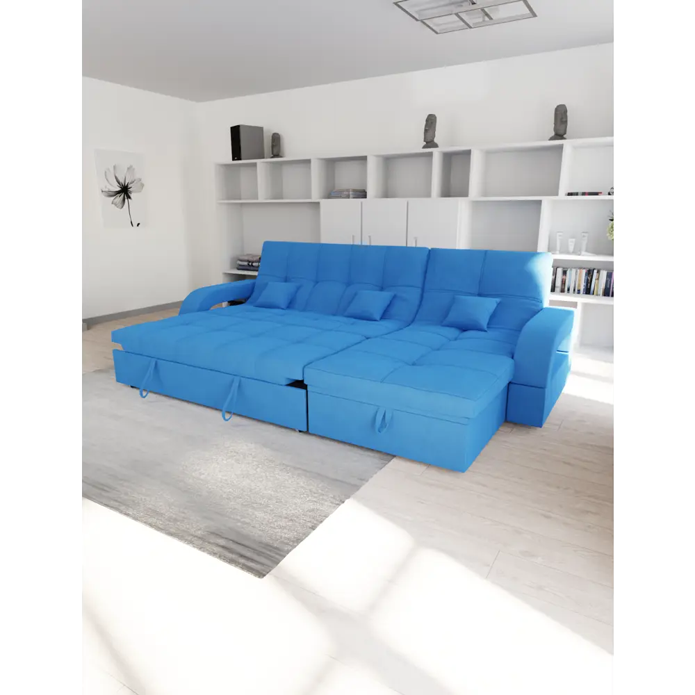 Фото 2 Диван модульный Yorcom Майами-2 228x97x135 см велюр цвет васильковый Фото 2 Диван модульный Yorcom Майами-2 228x97x135 см велюр цвет васильковый