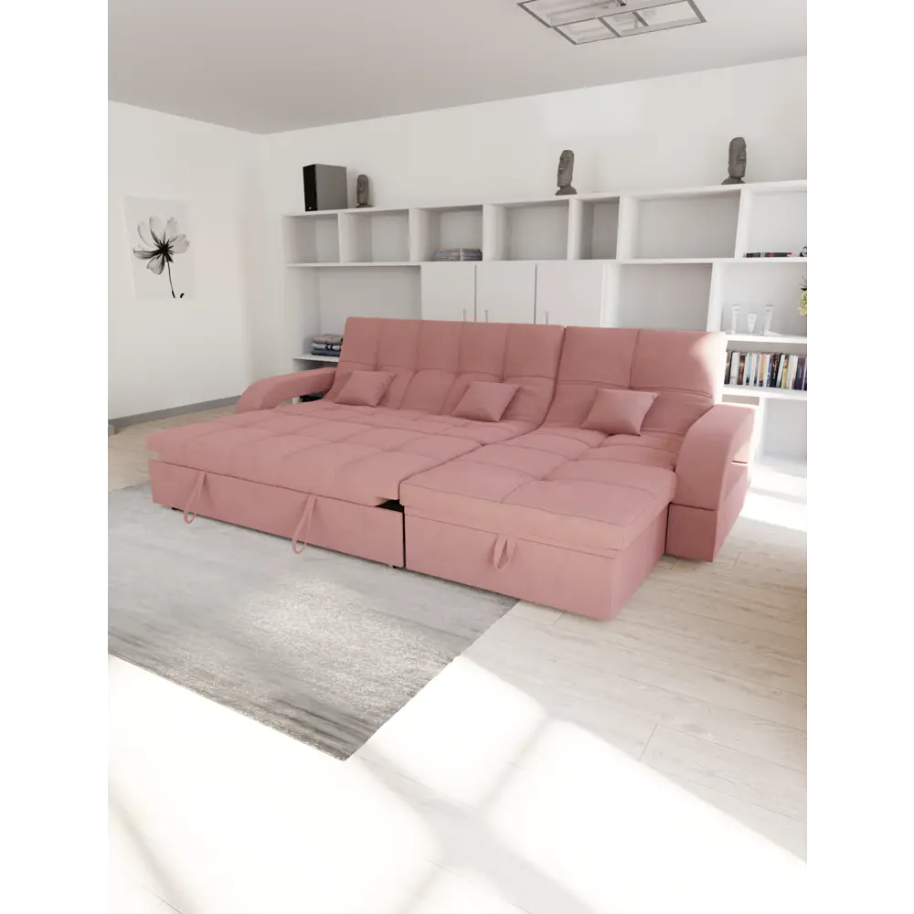 Фото 2 Диван модульный Yorcom Майами-2 228x97x135 см велюр цвет пыльная роза Фото 2 Диван модульный Yorcom Майами-2 228x97x135 см велюр цвет пыльная роза