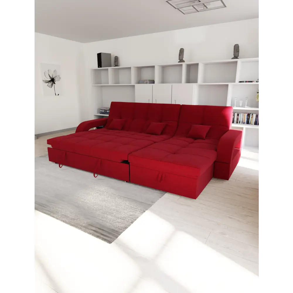 Фото 2 Диван модульный Yorcom Майами-2 228x97x135 см велюр цвет бордовый Фото 2 Диван модульный Yorcom Майами-2 228x97x135 см велюр цвет бордовый