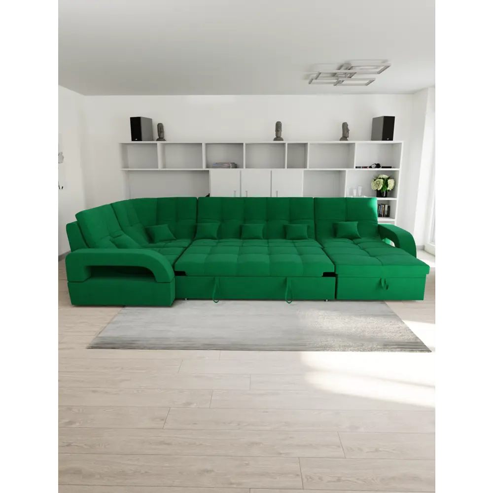 Фото 2 Диван модульный Yorcom Майами-4 350x97x187 см велюр цвет тёмно-зелёный Фото 2 Диван модульный Yorcom Майами-4 350x97x187 см велюр цвет тёмно-зелёный