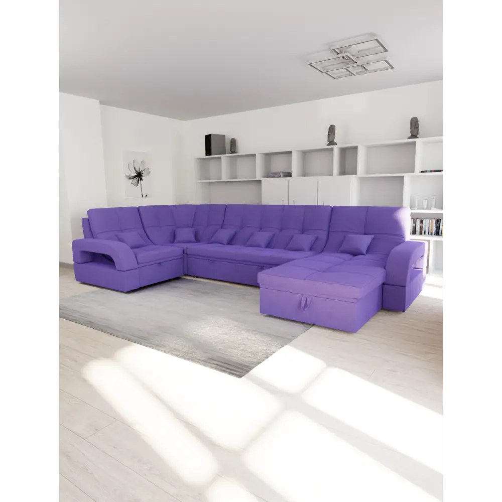 Фото Диван модульный Yorcom Майами-4 350x97x187 см велюр цвет фиолетовый Фото Диван модульный Yorcom Майами-4 350x97x187 см велюр цвет фиолетовый