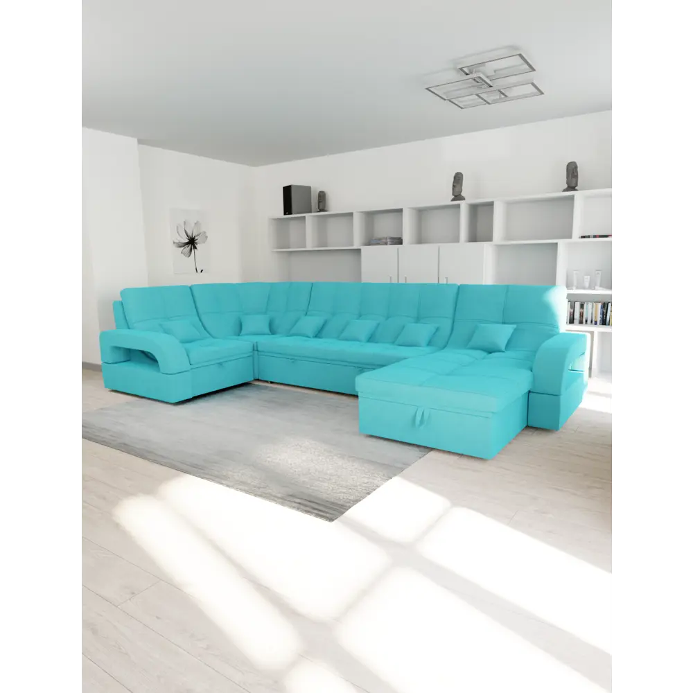 Фото Диван модульный Yorcom Майами-4 350x97x187 см велюр цвет бирюзовый Фото Диван модульный Yorcom Майами-4 350x97x187 см велюр цвет бирюзовый