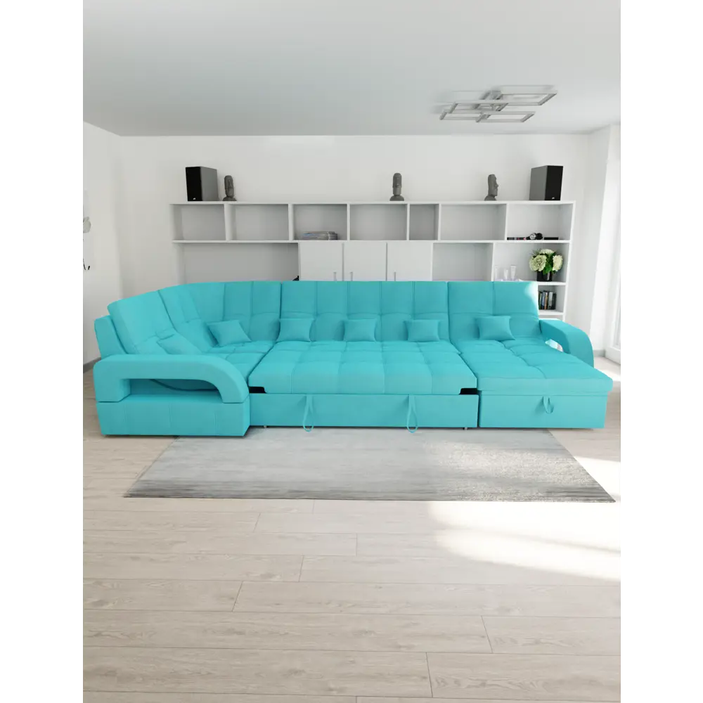 Фото 2 Диван модульный Yorcom Майами-4 350x97x187 см велюр цвет бирюзовый Фото 2 Диван модульный Yorcom Майами-4 350x97x187 см велюр цвет бирюзовый