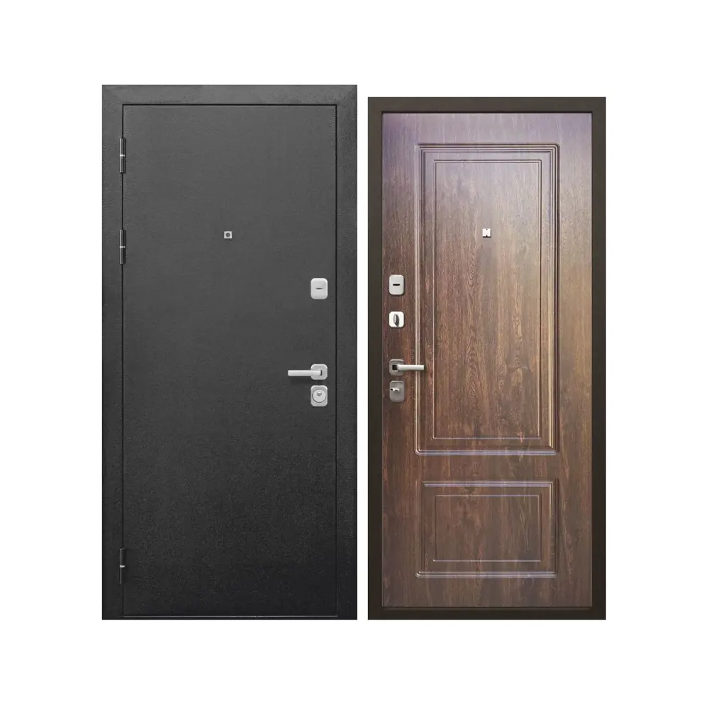 Фото Входная дверь Superlock SL-15 левый 205x96см цвет букле черный/грецкий орех Фото Входная дверь Superlock SL-15 левый 205x96см цвет букле черный/грецкий орех