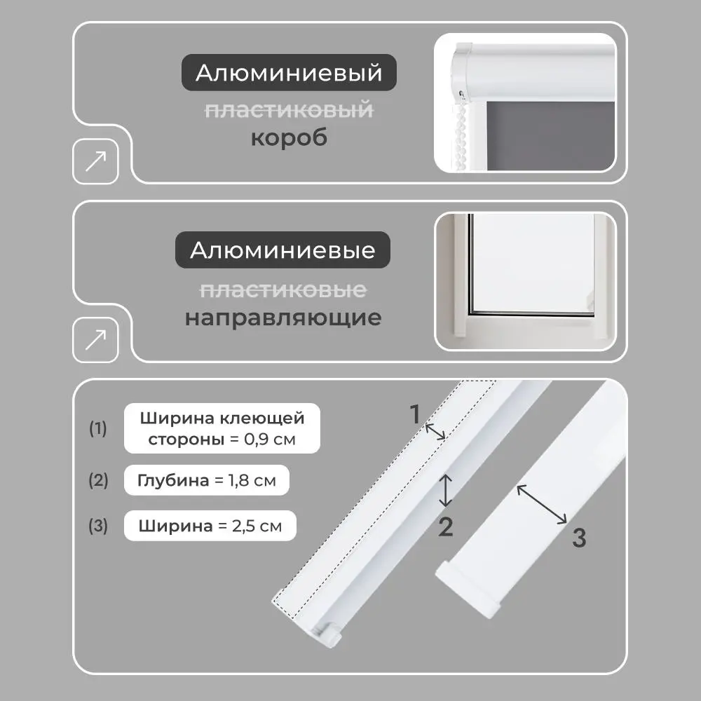 Фото 8 Рулонная штора Унистайл Унистайл кассетная рулонная штора - Блэкаут 50x175 см цвет серый