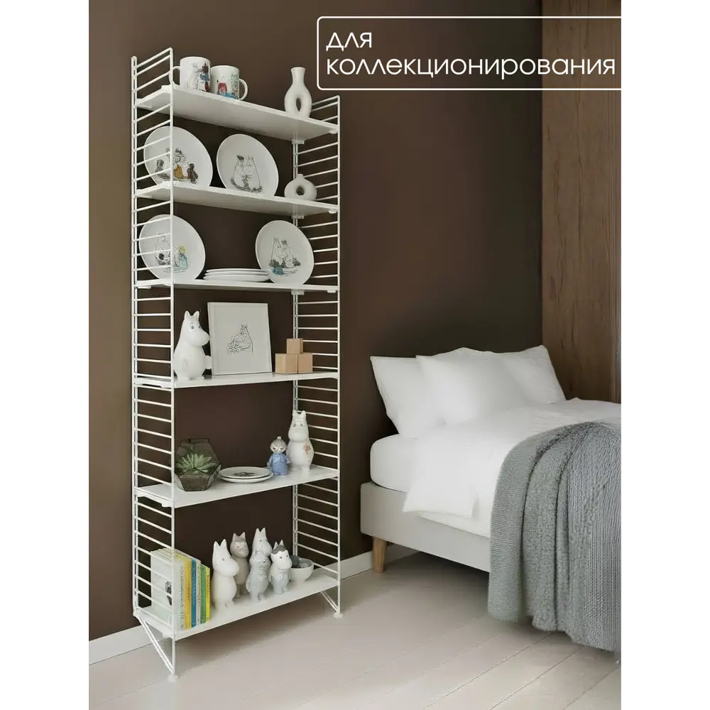 Фото 6 Стеллаж Scandi systems 6 полок 80x200x30 см ЛДСП цвет белый Фото 6 Стеллаж Scandi systems 6 полок 80x200x30 см ЛДСП цвет белый