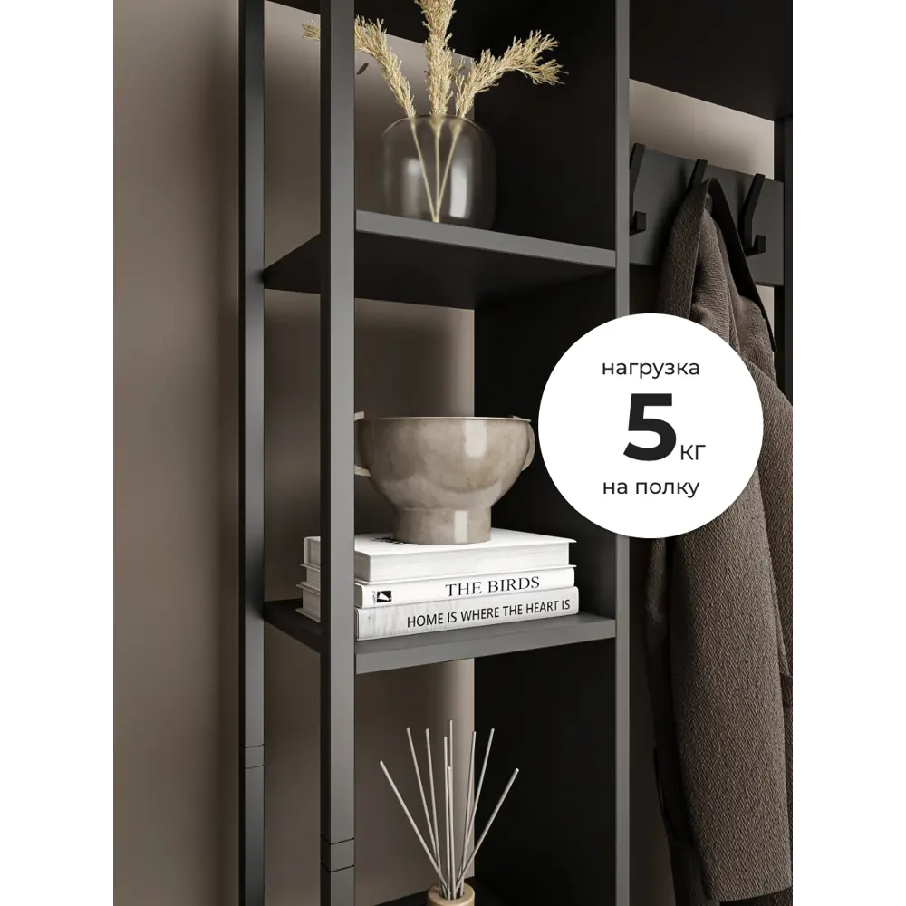 Фото 4 Вешалка напольная Loft 52 80x182x35 см ЛДСП цвет графит