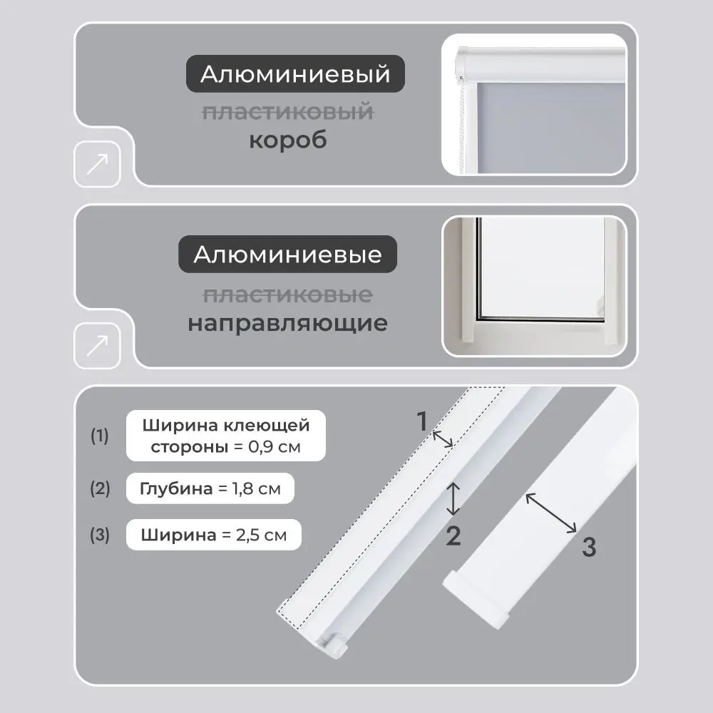 Фото 8 Рулонная штора блэкаут Унистайл LKRBLSVS070115 70x115 см, цвет светло-серый