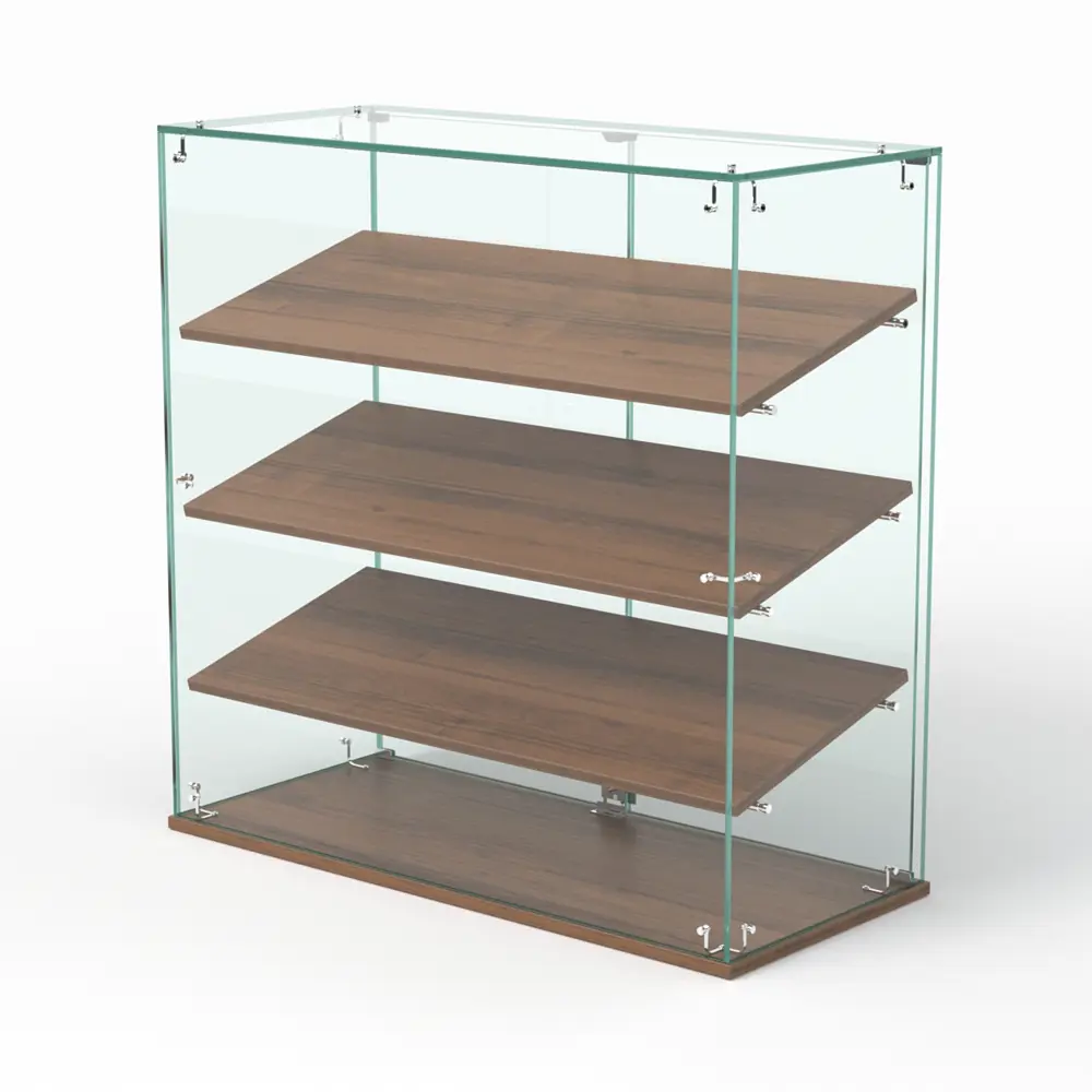 Фото Витрина Сладость №1-П для выпечки 90x90x40 см стекло цвет орех Фото Витрина Сладость №1-П для выпечки 90x90x40 см стекло цвет орех