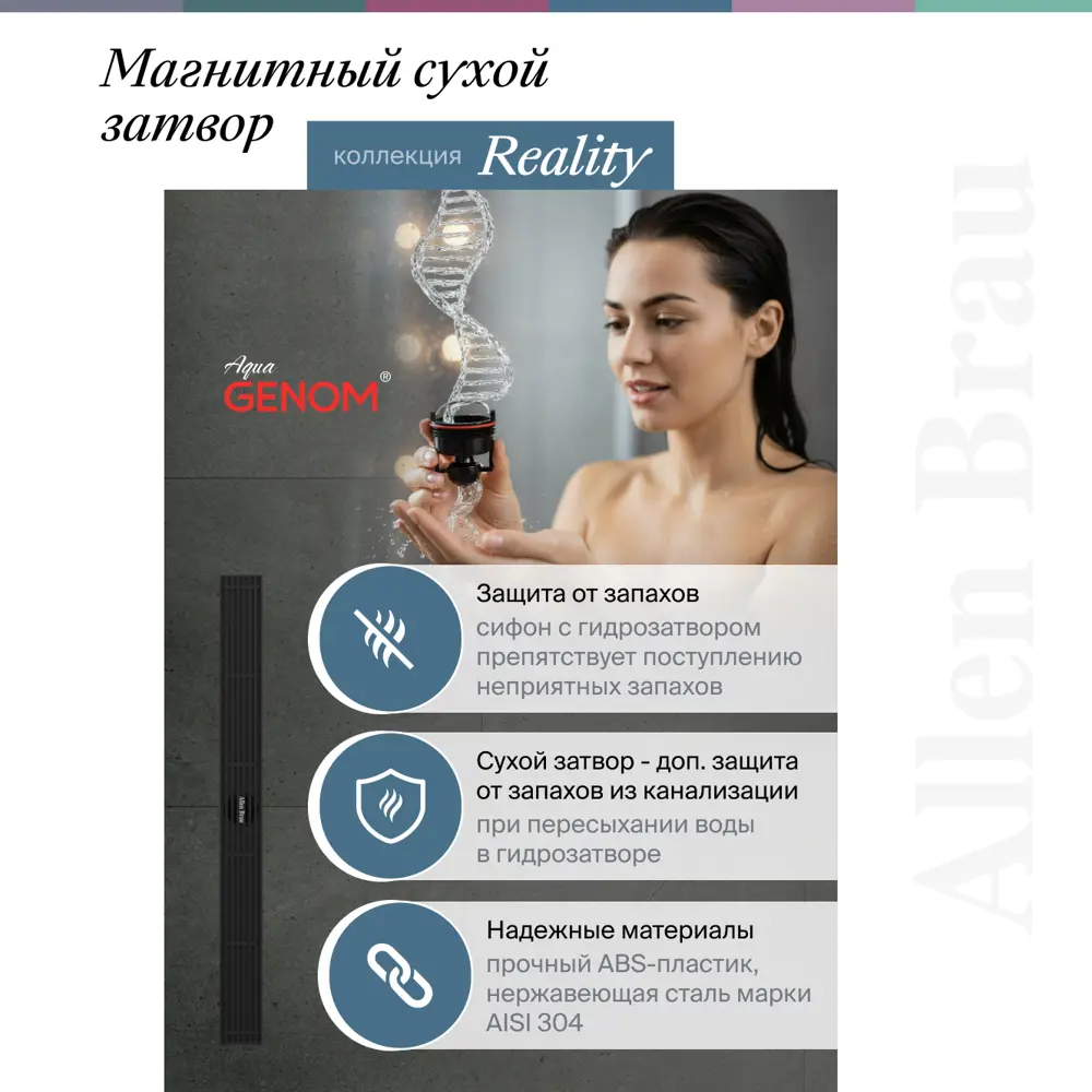 Фото 3 Душевой трап горизонтальный с поворотным механизмом Allen brau универсальный затвор 550x56 мм 00347411 Фото 3 Душевой трап горизонтальный с поворотным механизмом Allen brau универсальный затвор 550x56 мм 00347411