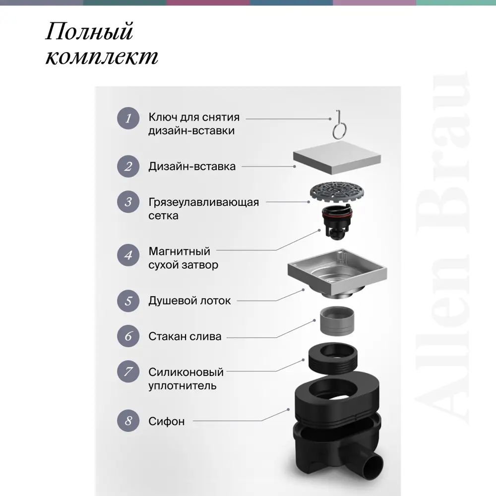 Фото 6 Душевой трап горизонтальный с поворотным механизмом Allen brau универсальный затвор 100x100 мм 00347403 Фото 6 Душевой трап горизонтальный с поворотным механизмом Allen brau универсальный затвор 100x100 мм 00347403