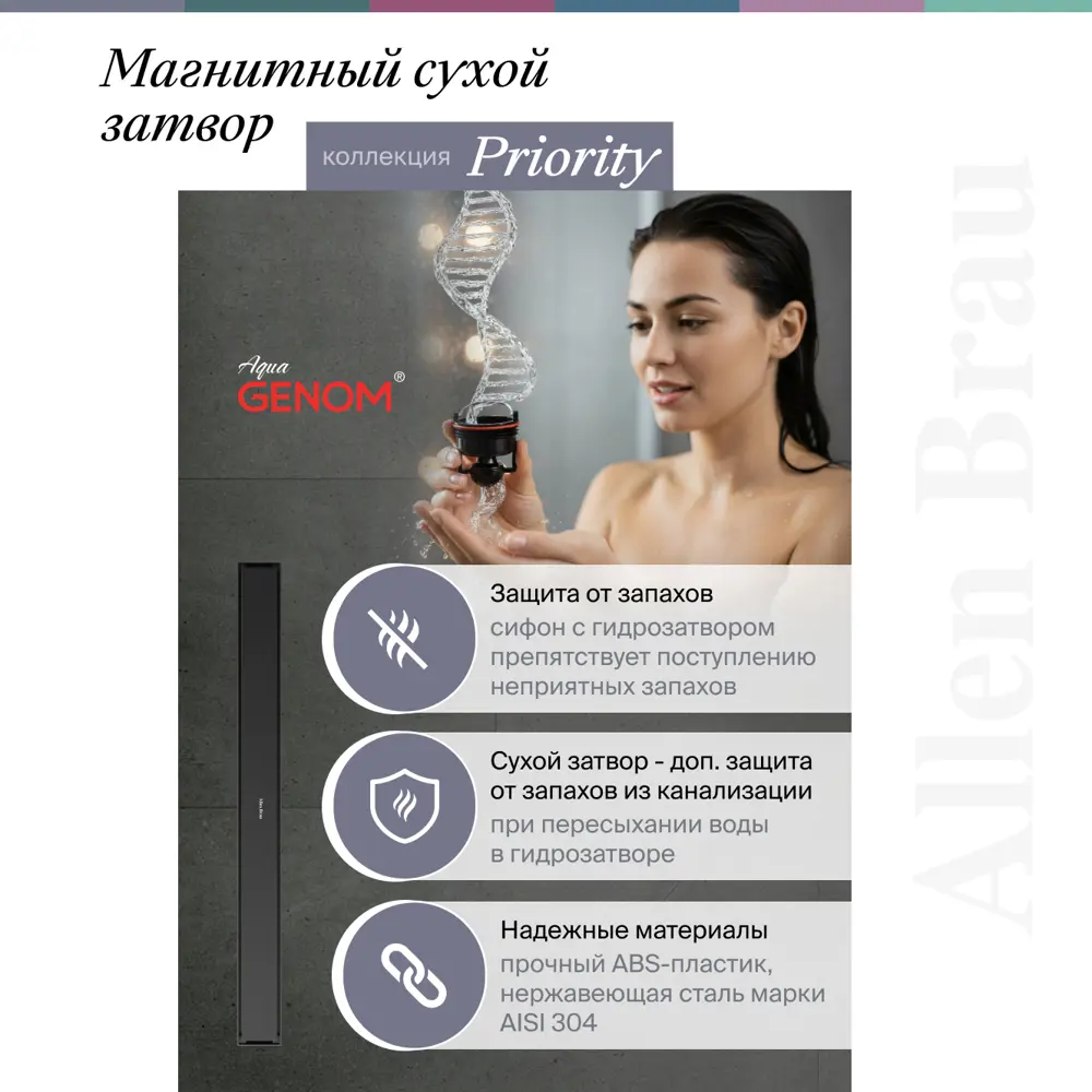 Фото 3 Душевой трап горизонтальный с поворотным механизмом Allen brau универсальный затвор 850x55 мм 00347402 Фото 3 Душевой трап горизонтальный с поворотным механизмом Allen brau универсальный затвор 850x55 мм 00347402