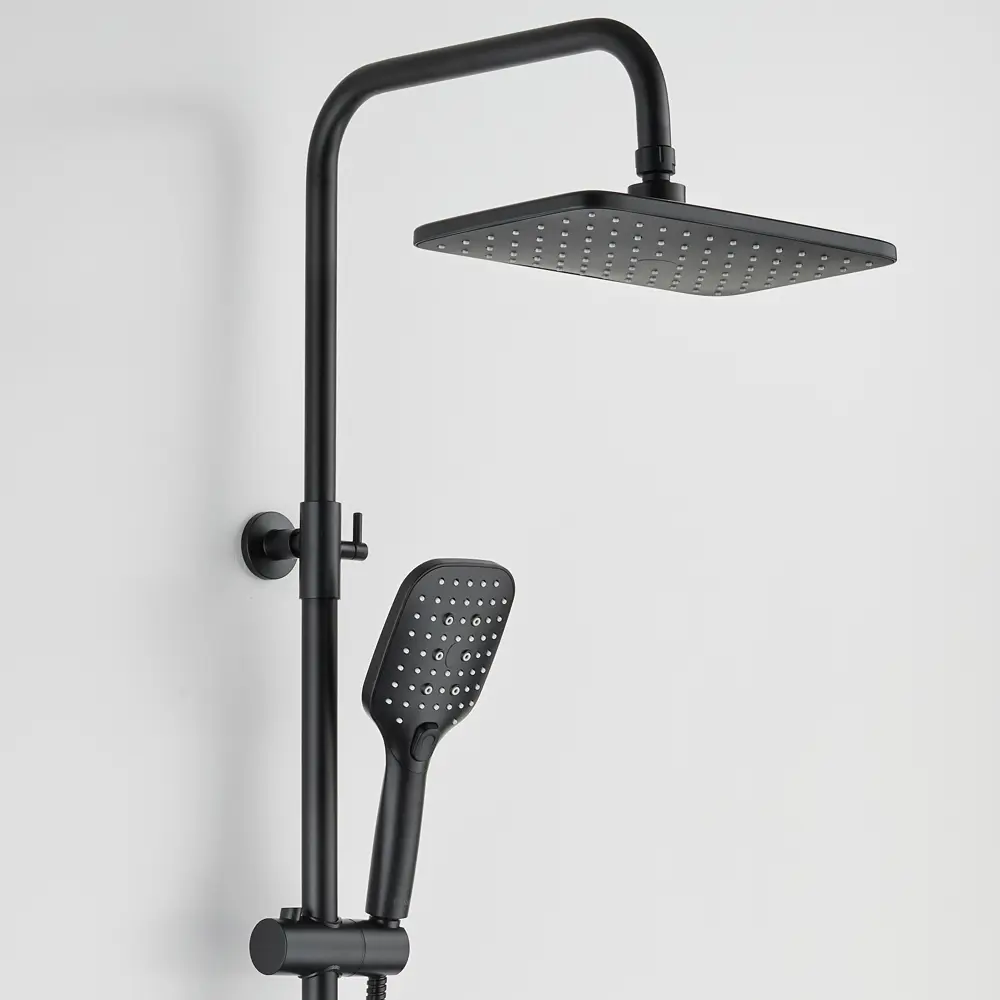 Фото 3 Душевая система BOND B07-9488 с термостатом, тропическим душем и смесителем с изливом цвет черный