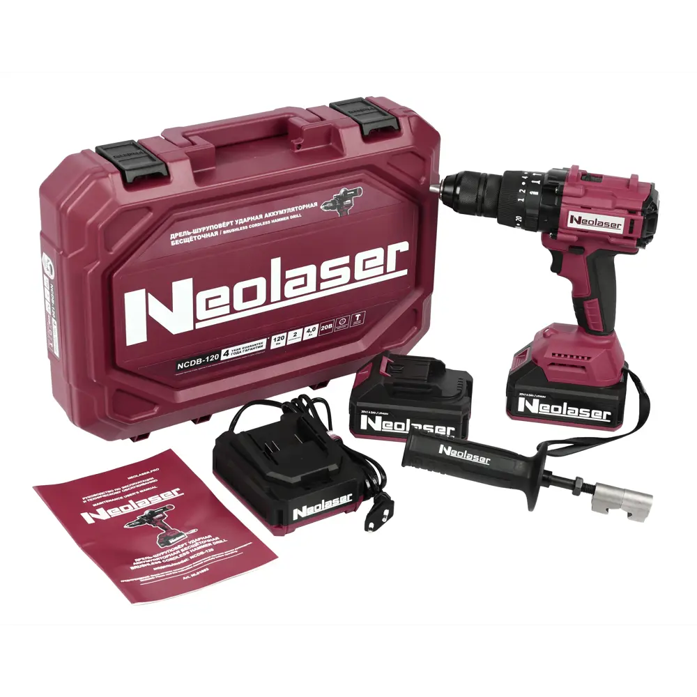 Фото 2 Дрель-шуруповерт аккумуляторная бесщеточная ударная Neolaser NCDB-120, 20 В Li-ion 2x4 Ач Фото 2 Дрель-шуруповерт аккумуляторная бесщеточная ударная Neolaser NCDB-120, 20 В Li-ion 2x4 Ач