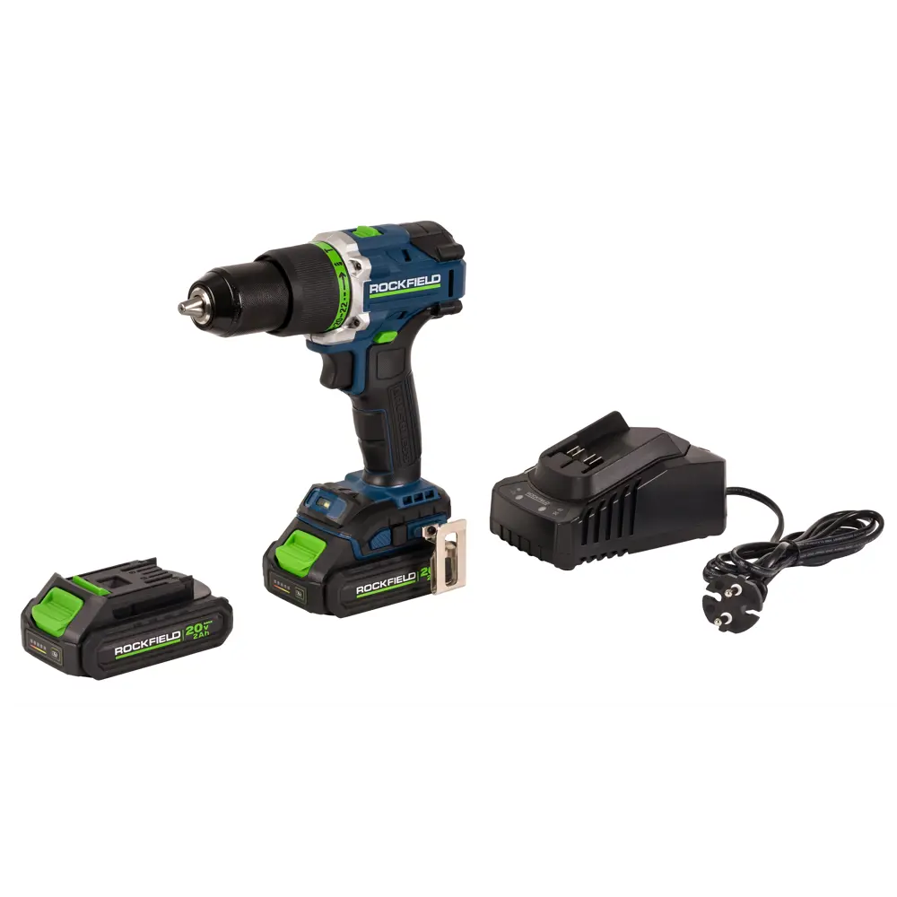 Фото 2 Дрель-шуруповерт аккумуляторная ударная бесщеточная Rockfield RF2062BK, 20 В Li-ion 2x2 Ач Фото 2 Дрель-шуруповерт аккумуляторная ударная бесщеточная Rockfield RF2062BK, 20 В Li-ion 2x2 Ач