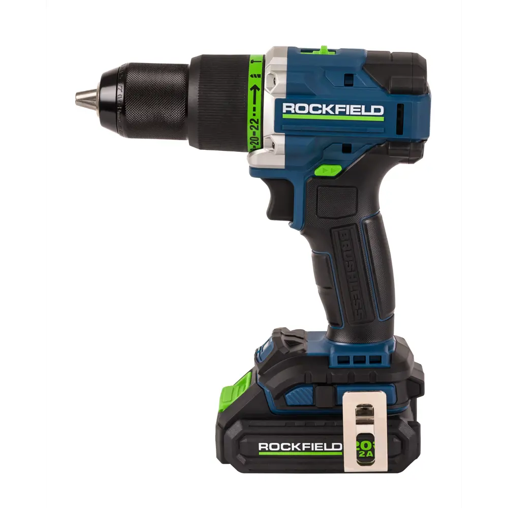 Фото 6 Дрель-шуруповерт аккумуляторная ударная бесщеточная Rockfield RF2062BK, 20 В Li-ion 2x2 Ач Фото 6 Дрель-шуруповерт аккумуляторная ударная бесщеточная Rockfield RF2062BK, 20 В Li-ion 2x2 Ач