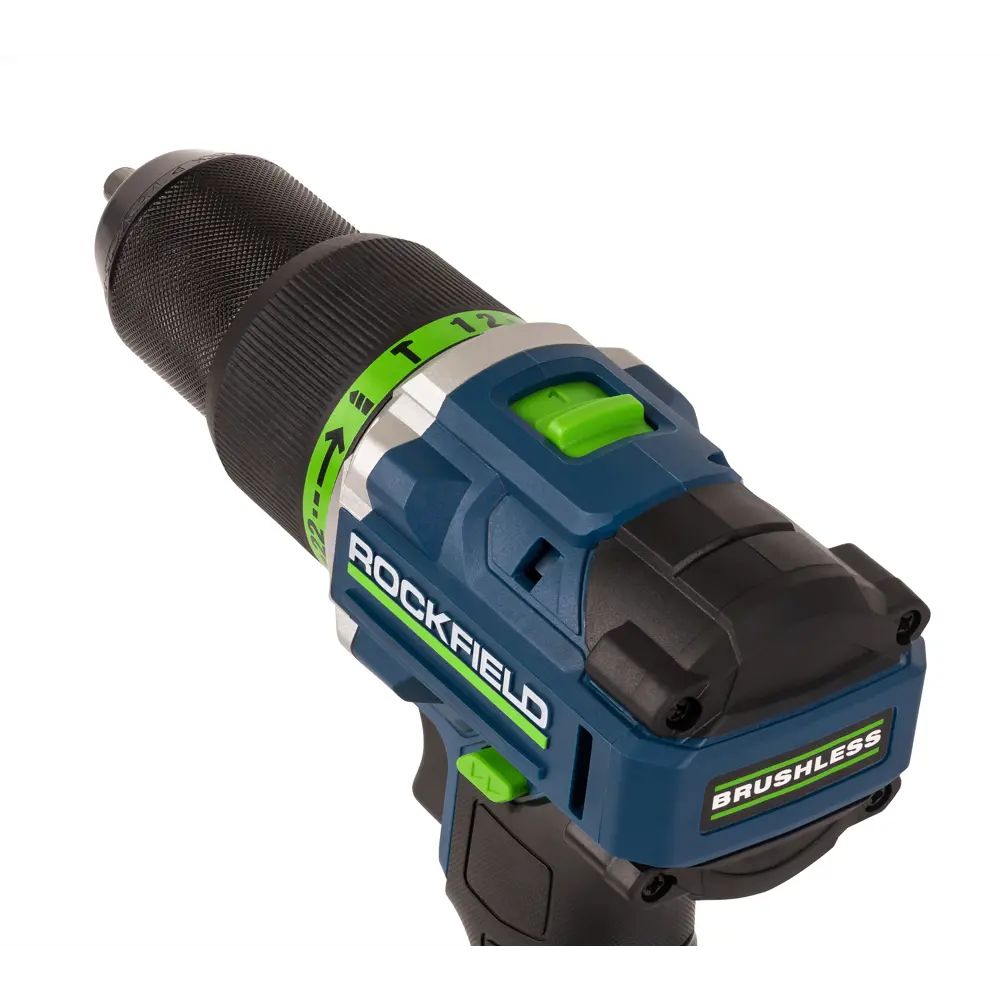 Фото 9 Дрель-шуруповерт аккумуляторная ударная бесщеточная Rockfield RF2062BK, 20 В Li-ion 2x2 Ач Фото 9 Дрель-шуруповерт аккумуляторная ударная бесщеточная Rockfield RF2062BK, 20 В Li-ion 2x2 Ач
