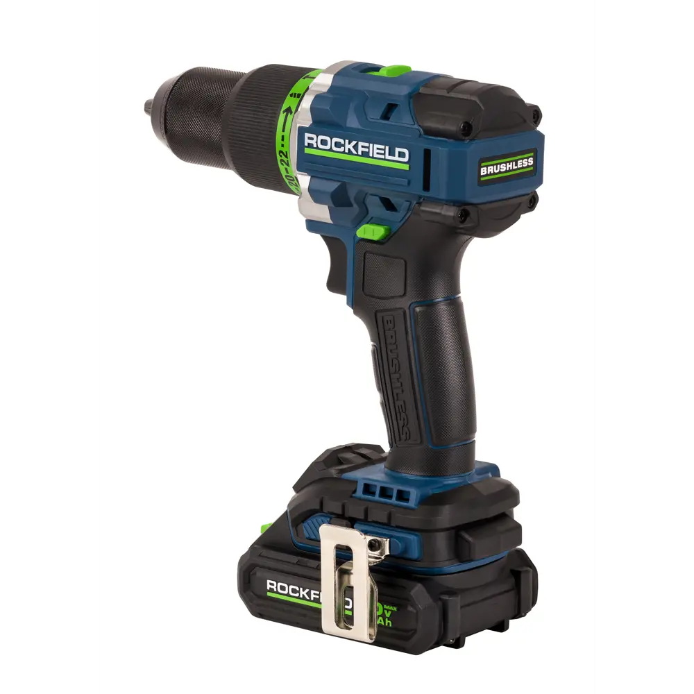Фото 5 Дрель-шуруповерт аккумуляторная ударная бесщеточная Rockfield RF2062BK, 20 В Li-ion 2x2 Ач Фото 5 Дрель-шуруповерт аккумуляторная ударная бесщеточная Rockfield RF2062BK, 20 В Li-ion 2x2 Ач