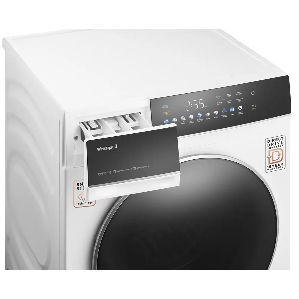 Фото 7 Стиральная машина с сушкой Weissgauff Wmd 62210 direct drive touch inverter steam 59.5x85x62.8 см 10.5 кг цвет белый Фото 7 Стиральная машина с сушкой Weissgauff Wmd 62210 direct drive touch inverter steam 59.5x85x62.8 см 10.5 кг цвет белый